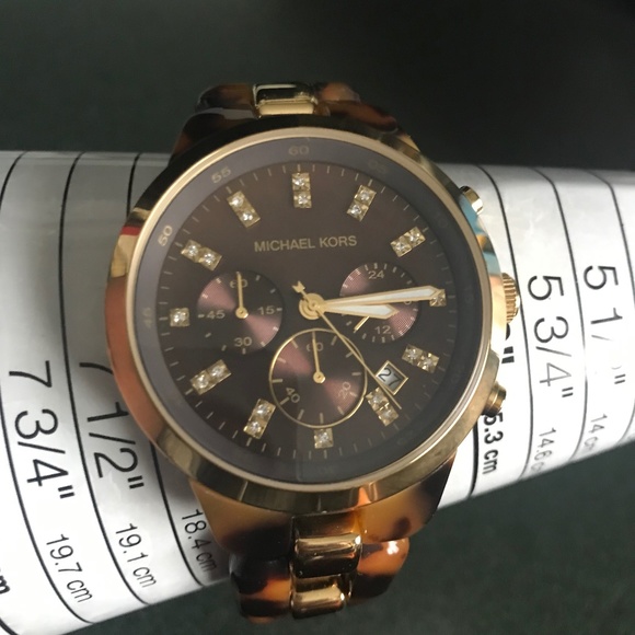 Michael Kors Showstopper Chronograph Tortoise Shell Women’s Watch MK5609 - Picture 1 of 16